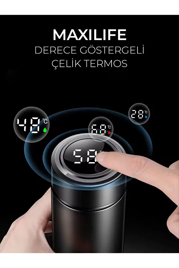 Dijital Isı Göstergeli Çelik Termos